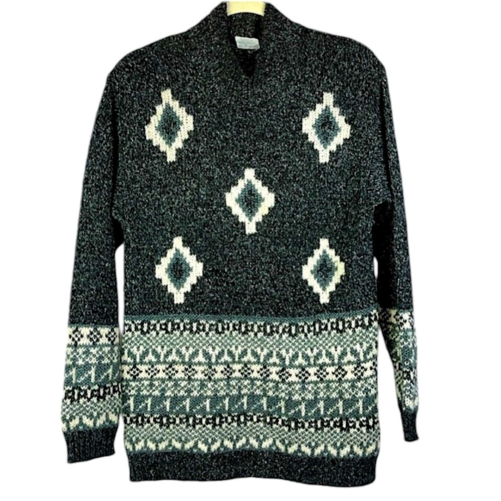 D.D. Sloane vintage popover crew neck oversized geo pattern sweater Sz S
